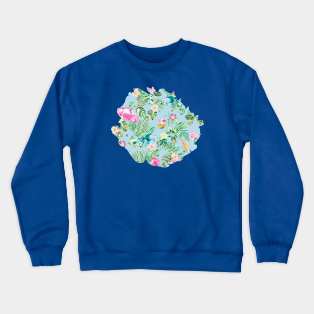 Hawaiian Tropical Dreamy blue Crewneck Sweatshirt by ninoladesign